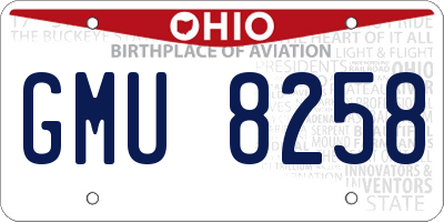 OH license plate GMU8258