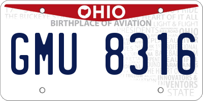 OH license plate GMU8316