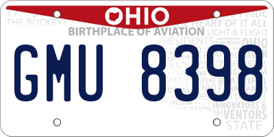 OH license plate GMU8398
