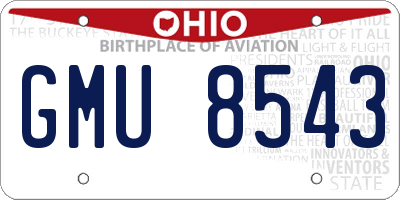OH license plate GMU8543