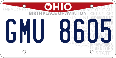 OH license plate GMU8605
