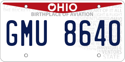 OH license plate GMU8640