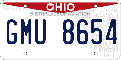 OH license plate GMU8654