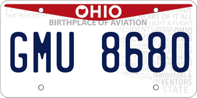 OH license plate GMU8680