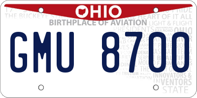 OH license plate GMU8700