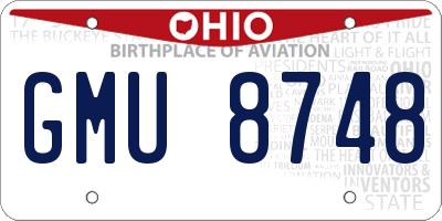 OH license plate GMU8748