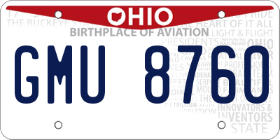 OH license plate GMU8760