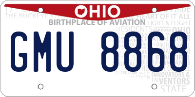 OH license plate GMU8868