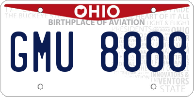 OH license plate GMU8888
