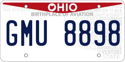 OH license plate GMU8898