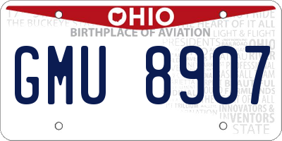 OH license plate GMU8907