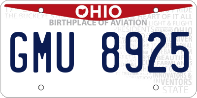 OH license plate GMU8925