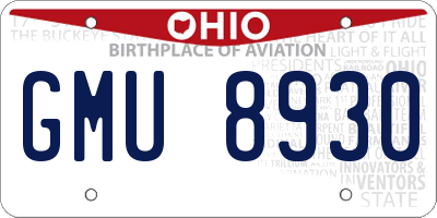 OH license plate GMU8930