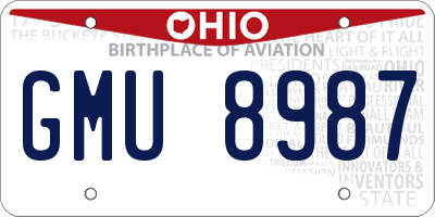OH license plate GMU8987