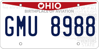 OH license plate GMU8988