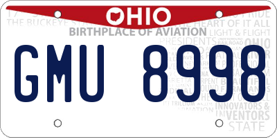 OH license plate GMU8998