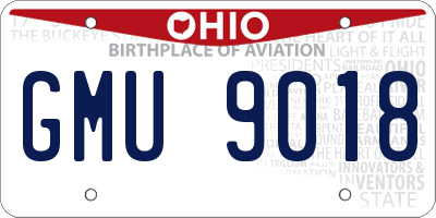 OH license plate GMU9018