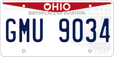 OH license plate GMU9034