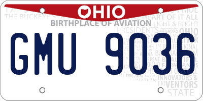 OH license plate GMU9036