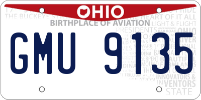 OH license plate GMU9135