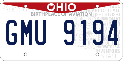 OH license plate GMU9194
