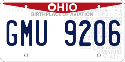 OH license plate GMU9206
