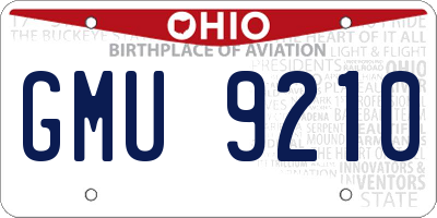 OH license plate GMU9210