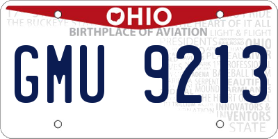 OH license plate GMU9213