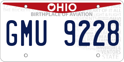 OH license plate GMU9228