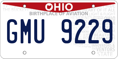 OH license plate GMU9229