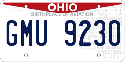 OH license plate GMU9230