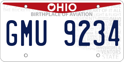 OH license plate GMU9234