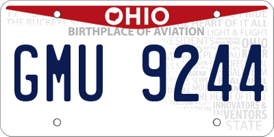 OH license plate GMU9244