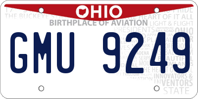 OH license plate GMU9249