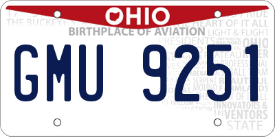 OH license plate GMU9251