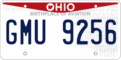 OH license plate GMU9256