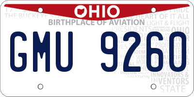 OH license plate GMU9260