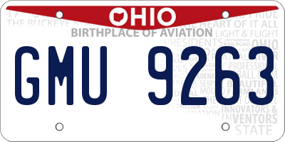 OH license plate GMU9263