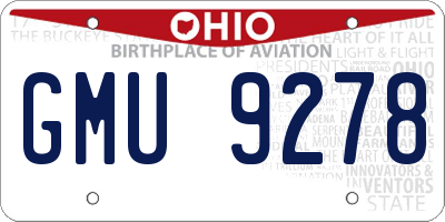 OH license plate GMU9278