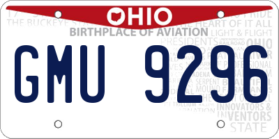 OH license plate GMU9296