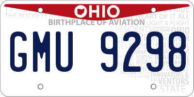 OH license plate GMU9298