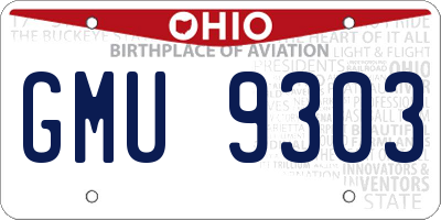 OH license plate GMU9303