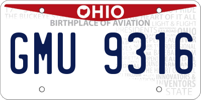 OH license plate GMU9316