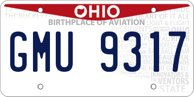 OH license plate GMU9317