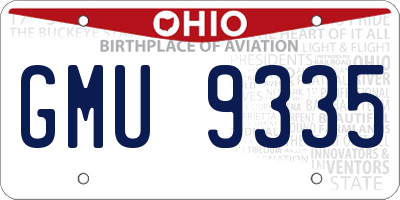 OH license plate GMU9335