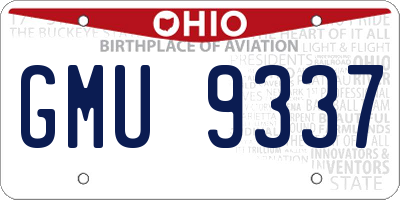 OH license plate GMU9337