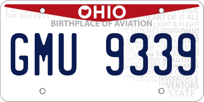 OH license plate GMU9339