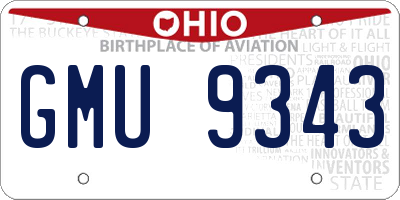 OH license plate GMU9343