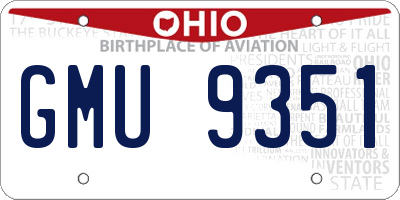 OH license plate GMU9351
