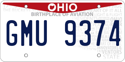 OH license plate GMU9374